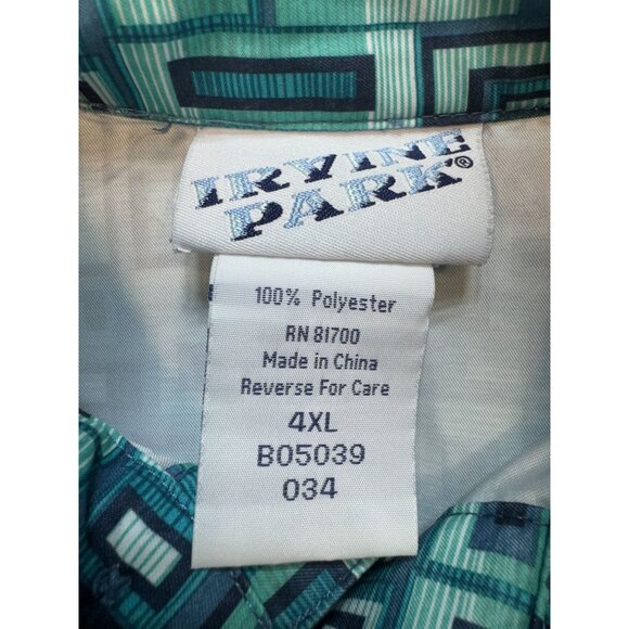 Irvine Park Mens Short Sleeve Henley Shirt Size  4XL Retro Geometric Casual Y2K - Picture 2 of 9